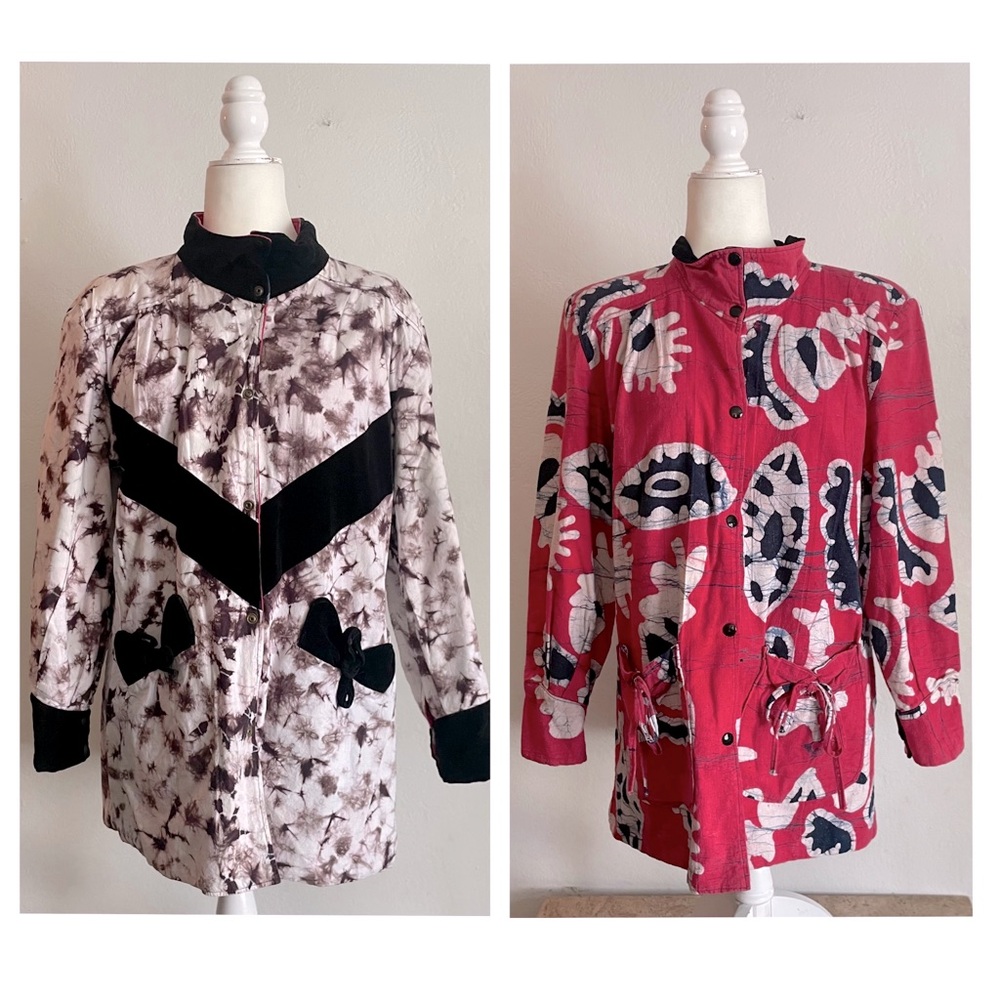 Reversible Batik Tie Dye Snap Button Front Pocket… - image 1